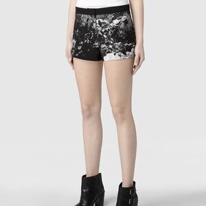 ALLSAINTS Floral Silk Mini Shorts B&W